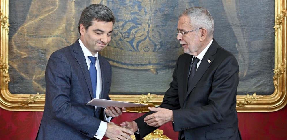 Innenminister Wolfgang Peschorn (l.) und Bundespräsident Alexander Van der Bellen